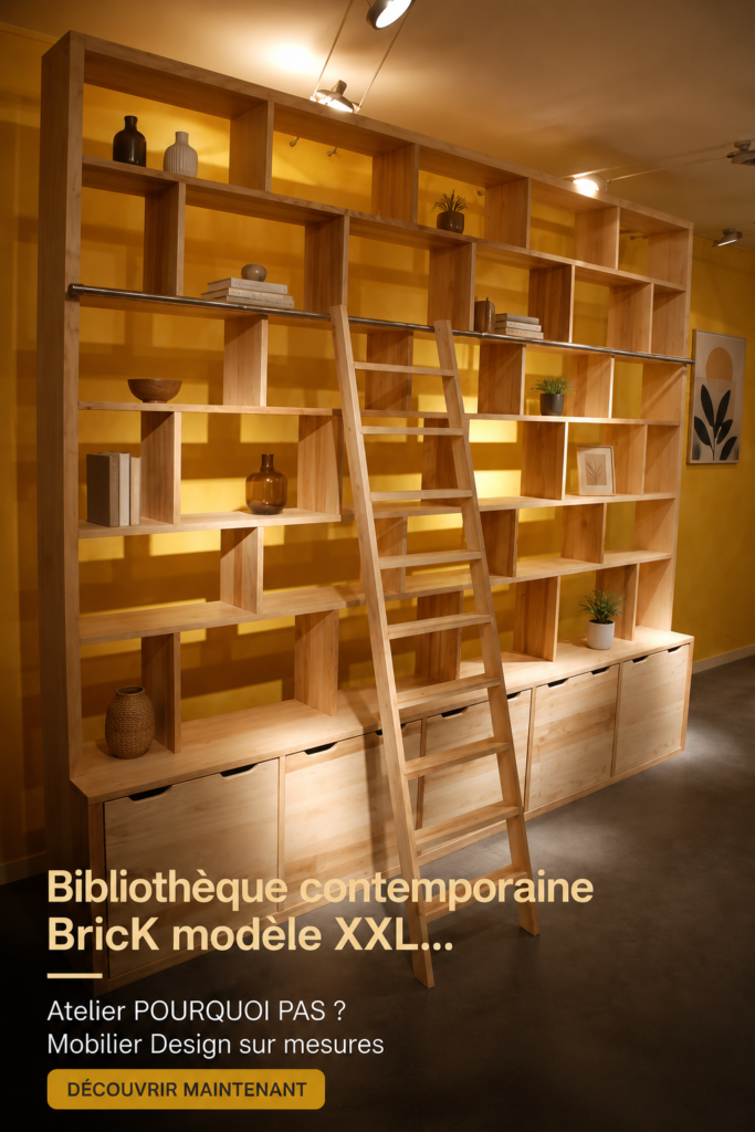 Bibliothèque contemporaine BricK modèle XXL dans un intérieur moderne.