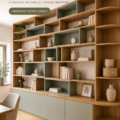 Bureau en chêne élégant avec accessoires de bureau modernes