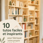 Bibliothèque en bois avec des livres rangés de manière esthétique.