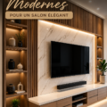 Un salon moderne avec une unité TV design et élégante.