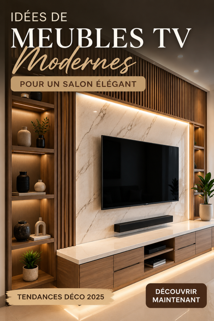 Un salon moderne avec une unité TV design et élégante.