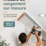 Meuble de rangement sur mesure en bois dans un intérieur moderne