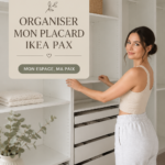 Dressing IKEA PAX bien organisé avec vêtements et accessoires