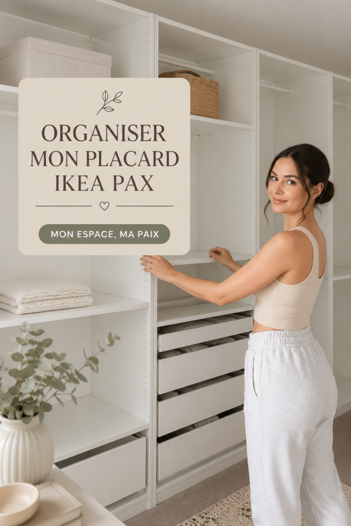 Dressing IKEA PAX bien organisé avec vêtements et accessoires