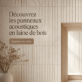 Panneaux acoustiques BAUX en laine de bois installés dans un salon moderne