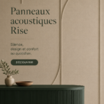 Panneaux acoustiques Rise installés dans un salon moderne, créant une ambiance apaisante.