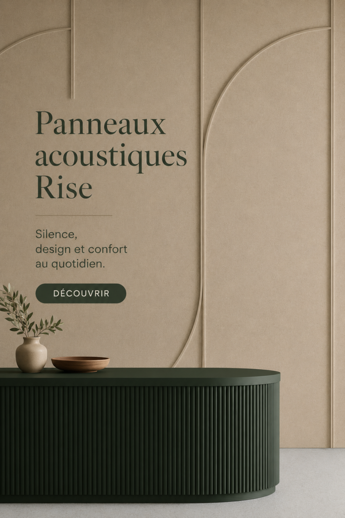 Panneaux acoustiques Rise installés dans un salon moderne, créant une ambiance apaisante.
