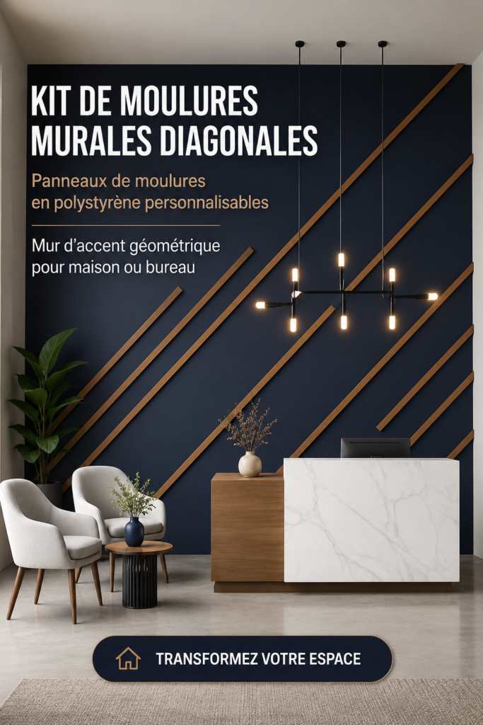 Panneaux décoratifs géométriques en polystyrène sur un mur moderne