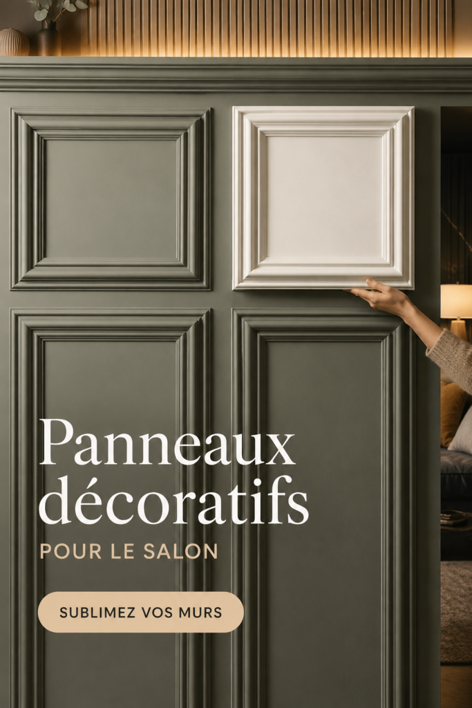 Panneaux muraux en bois dans un salon moderne et chaleureux