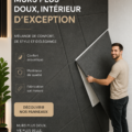 Panneaux muraux rembourrés créant une ambiance chaleureuse dans un salon moderne.