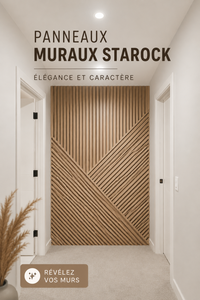 Panneaux muraux Starock ornant un salon moderne et chaleureux
