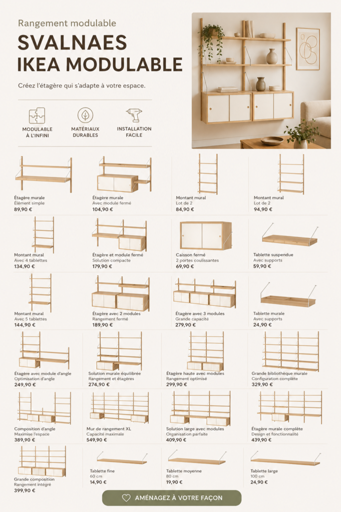 Mobilier modulable Svalnaes d'IKEA aménagé dans un intérieur moderne