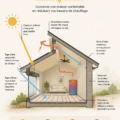Système de chauffage solaire passif installé sur un toit.