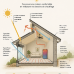 Système de chauffage solaire passif installé sur un toit.