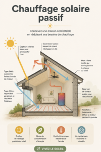 Système de chauffage solaire passif installé sur un toit.