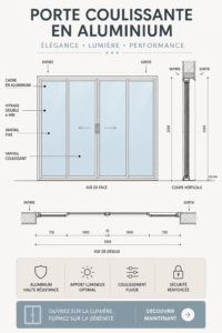 Porte coulissante en aluminium moderne dans une maison élégante