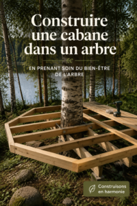 Cabane en bois perchée dans un arbre, respectueuse de son environnement.