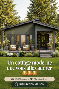 Cottage moderne en bois avec un aménagement chaleureux