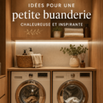 Buanderie chaleureuse avec des espaces bien organisés et décoratifs.
