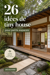 Exemple de tiny house moderne avec un design épuré et fonctionnel.