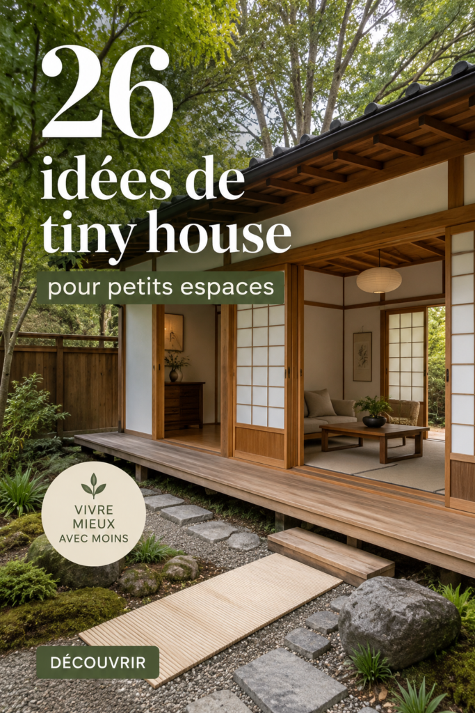 Exemple de tiny house moderne avec un design épuré et fonctionnel.