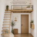 Lit mezzanine moderne dans une chambre scandinave, optimisant l'espace sous le lit.