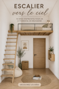 Lit mezzanine moderne dans une chambre scandinave, optimisant l'espace sous le lit.