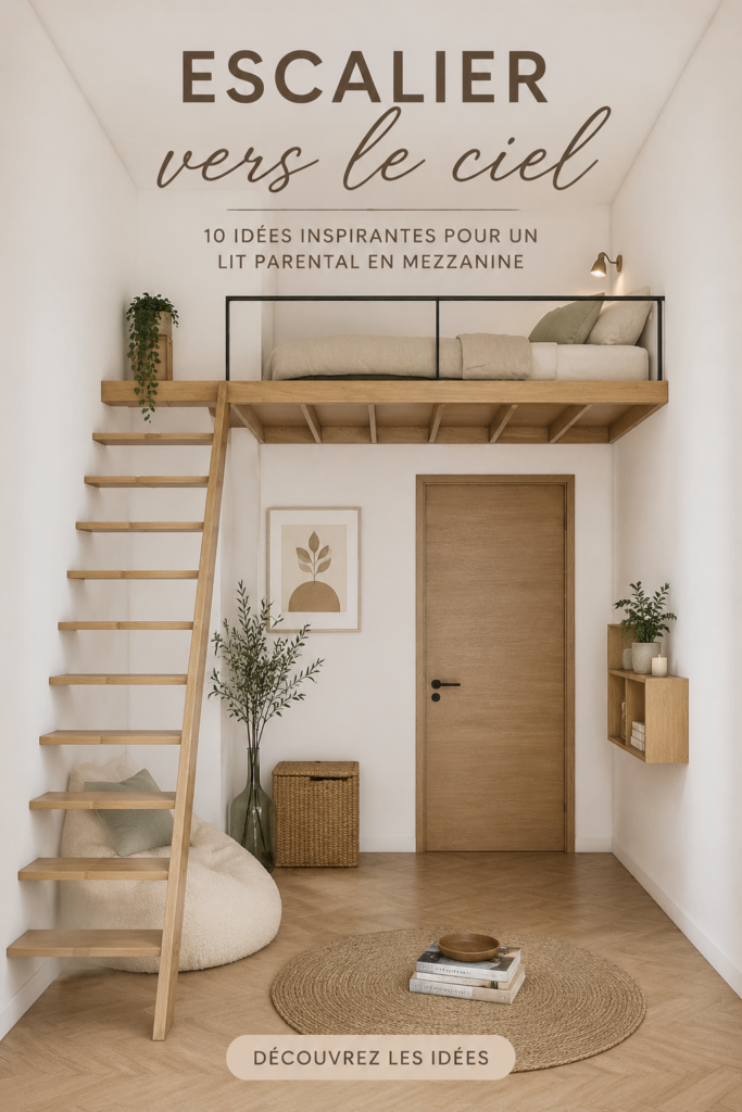 Lit mezzanine moderne dans une chambre scandinave, optimisant l'espace sous le lit.