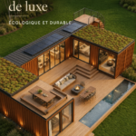 Maison container éco-responsable au milieu de la nature, alliant luxe et simplicité.