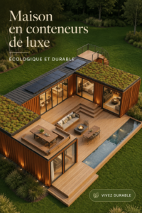 Maison container éco-responsable au milieu de la nature, alliant luxe et simplicité.