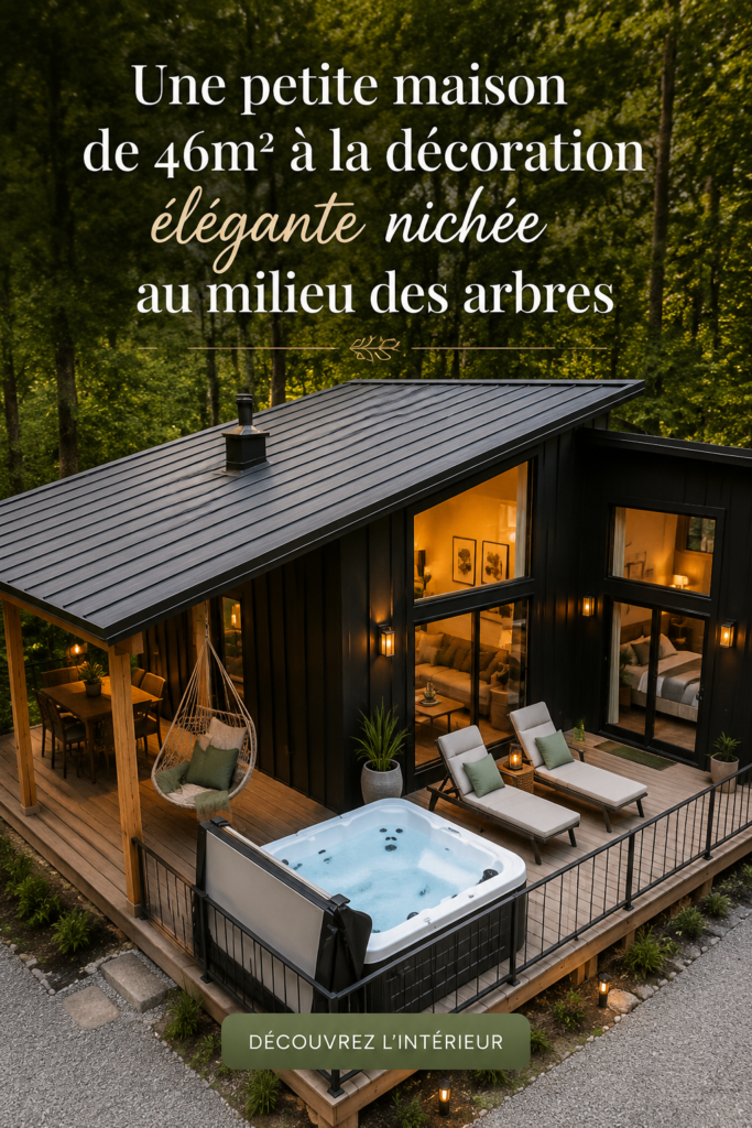 Petite maison moderne et élégante entourée d'arbres verdoyants