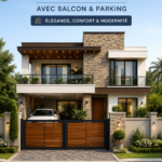 Maison moderne à deux étages avec balcon élégant