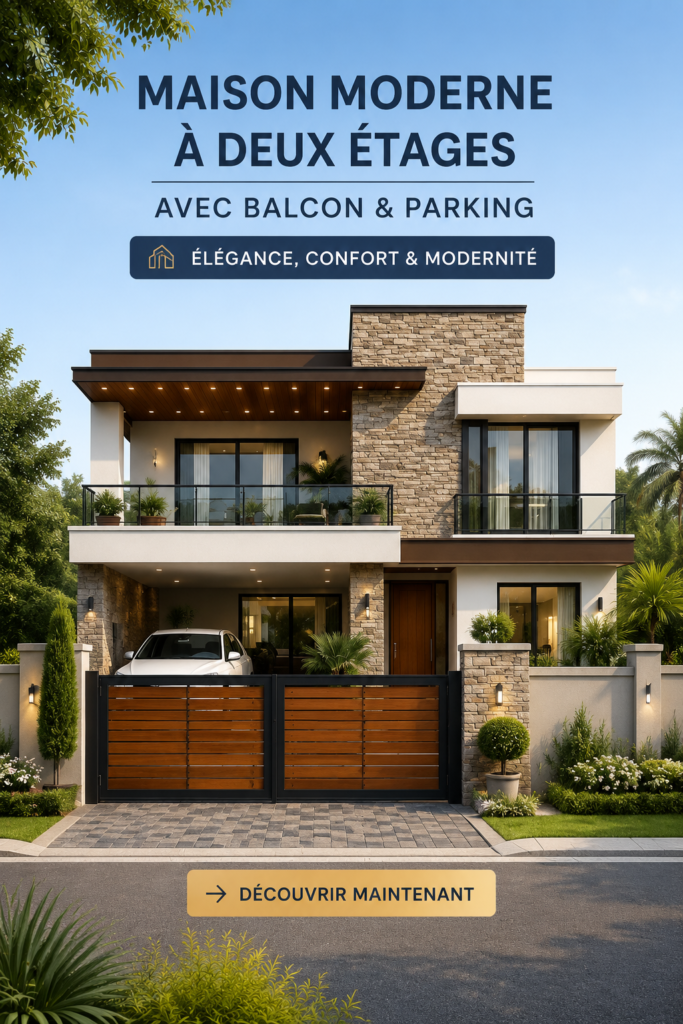 Maison moderne à deux étages avec balcon élégant