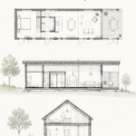 Maison moderne en ossature bois avec bardage Douglas, affichant un style chaleureux et accueillant.