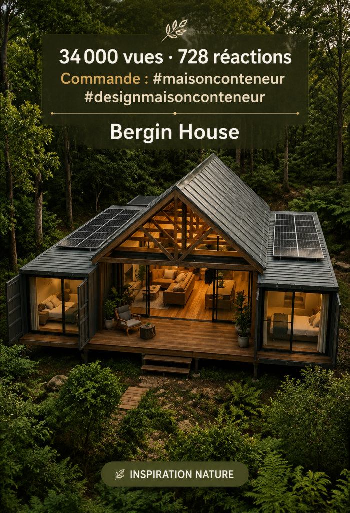 Maison conteneur moderne avec vue sur la nature