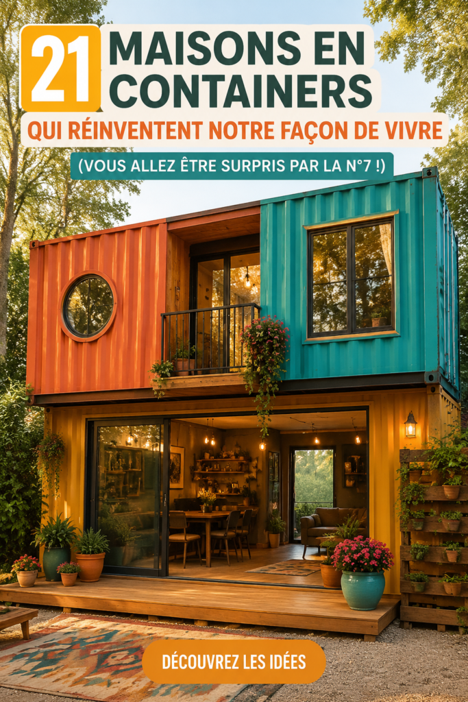 Maison en conteneur moderne dans un environnement naturel.