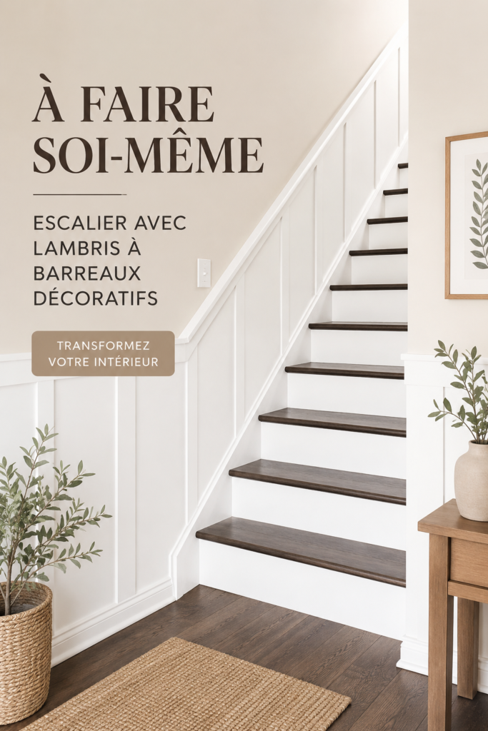 Un escalier avec un mur en lattes en bois, apportant une touche chaleureuse à l'espace.