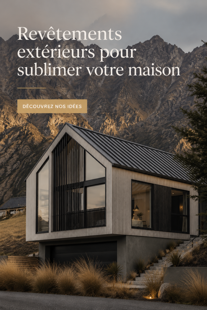 Exemple de maison avec un revêtement moderne et accueillant, mettant en valeur le style actuel.