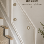 Un escalier modernisé avec des panneaux en bois bien assortis.