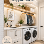 Un placard à linge optimisé avec des étagères et des paniers de rangement dans un petit appartement.