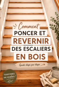 Un escaliers en bois fraîchement poncé et rénové, prêt à être admiré.