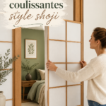 Une porte coulissante shōji qui laisse passer la lumière, ajoutant une touche japonaise à un intérieur moderne.
