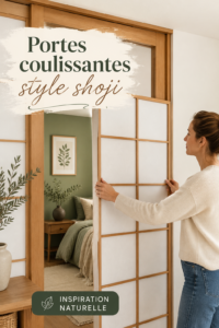 Une porte coulissante shōji qui laisse passer la lumière, ajoutant une touche japonaise à un intérieur moderne.