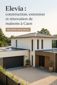 Image d'une maison rénovée à Caen, montrant une extension moderne et accueillante.