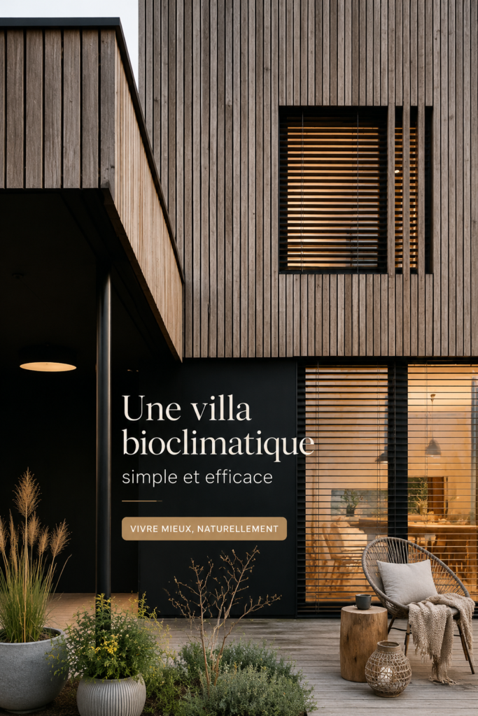 illustration d'une villa bioclimatique moderne et respectueuse de l'environnement