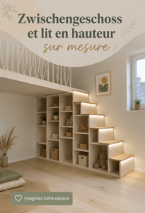 Aménagement d'une chambre avec mezzanine et lit sur mesure
