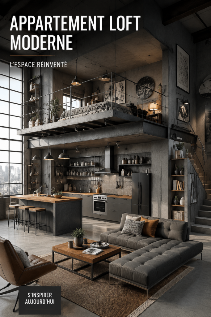 Un appartement loft moderne avec des espaces ouverts et un design épuré.