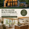 Illustration d'un bungalow moderne avec façade en bois au design innovant