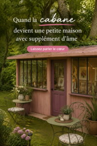 Cabane transformée en maison chaleureuse avec des éléments en bois.