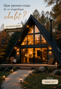 Vue d'une belle cabane en bois entourée de nature verdoyante